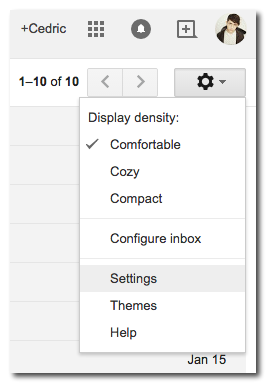 open gmail setting