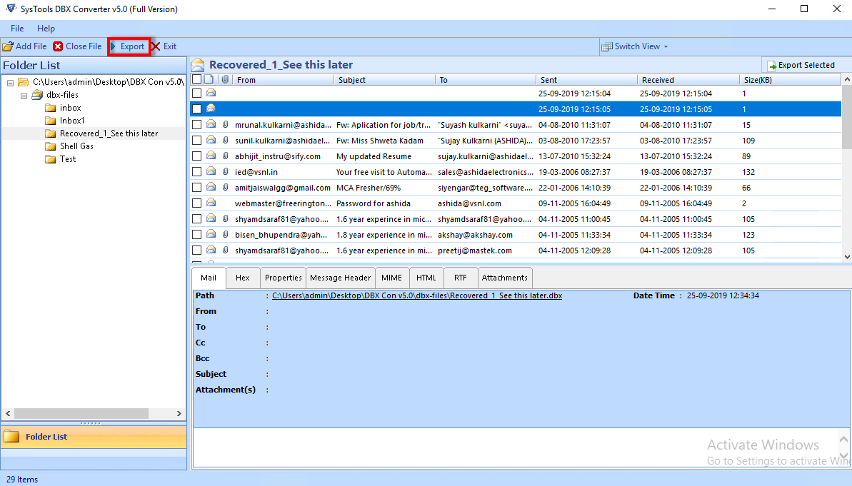 Convert Outlook Express DBX files to PST